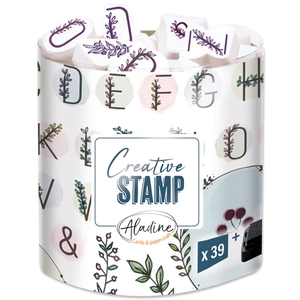 Aladine Tampon mousse Creative Stamp 39 pcs + Encreur Alphabet & Couronnes