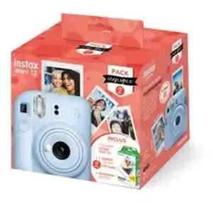 Comparateur de prix : Fujifilm Pack Iconique Instax Mini 12 Bleu + Film Mini 2x10 vues + Housse