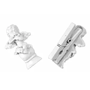 RueDeLaFete Lot de 10 petits Angelots blancs 3cm en résine SUR PINCE pas cher