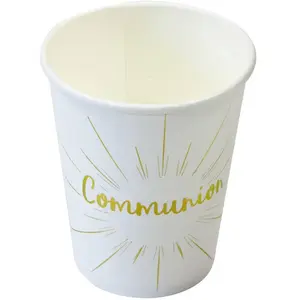 Comparateur de prix : Lot de 6 Gobelets Communion en carton 25cl, Blanc/Or