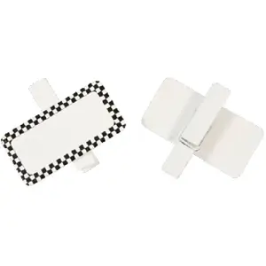 RueDeLaFete Paquet de 6 mini-ARDOISES DAMIER bois sur Pince blanche pas cher