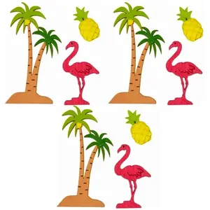 RueDeLaFete Sachet 9 confettis EXOTIQUES (palmier, flamant, ananas) en bois pas cher