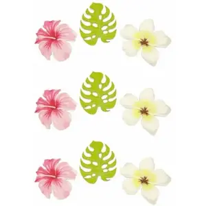 Sachet de 9 confettis - Fleurs et Feuilles tropicales en bois DEK0098 pas cher