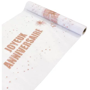 HOBI Chemin de Table Organza Joyeux Anniversaire Rose Gold 29 cm x 5 m