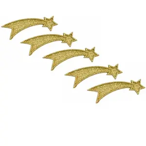 Lot de 5 Etoiles Filantes pailletées 7cm en résine, Or