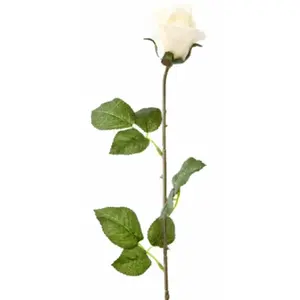 RueDeLaFete Grande Rose fleur artificielle avec feuilles 72cm, Crème pas cher