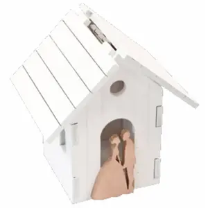 RueDeLaFete Petite Boite Maison des mariés 7,7cm en bois blanc/Rose Gold pas cher