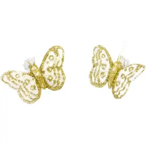 RueDeLaFete Sachet 4 Mini-Papillons STRASS sur pincette 5cm Or pas cher