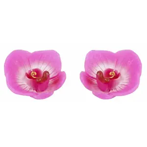 RueDeLaFete Lot 2 BOUGIES FLOTTANTES 7,2cm forme fleur d'orchidée, Fuchsia pas cher