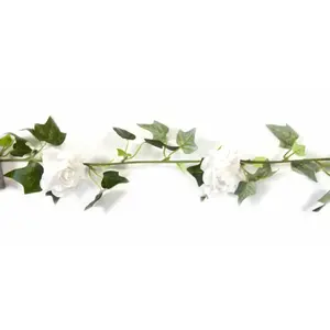 RueDeLaFete Guirlande de Roses Blanches et feuilles de lierre 1m70 pas cher