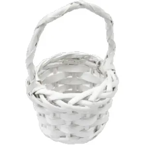 RueDeLaFete PETIT Panier en saule, petit modèle 11,5cm BLANC pas cher