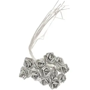 RueDeLaFete Sachet de 36 mini-Roses métallisées brillantes, Argent pas cher