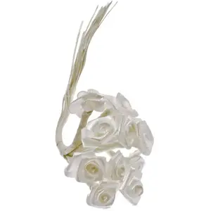 HOBI 48 petites roses blanches en tissus. Décoration de mariage.Diamètre: 1.5 cm. pas cher
