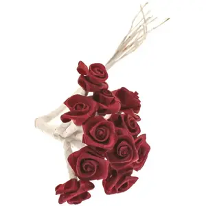 RueDeLaFete Sachet de 48 mini-Roses satin, Bordeaux pas cher