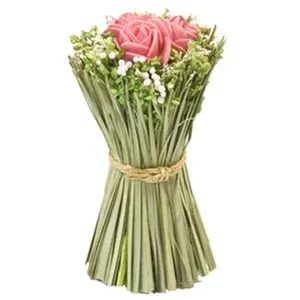 compo rose fleurs séchées dans gerbe 11x8cm rose - hobi fde136ro pas cher