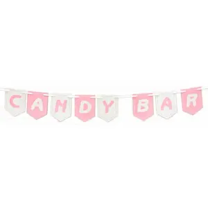 RueDeLaFete Guirlande Candy Bar rose et blanche 3,60m pas cher