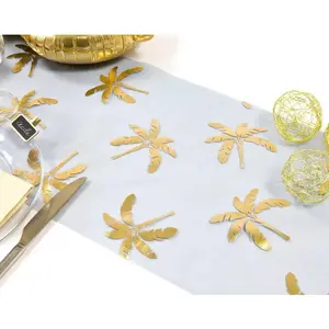 RueDeLaFete Chemin de table Organza Bananier/Palmier Or pas cher