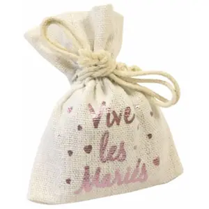 RueDeLaFete Lot 4 Bourses en toile Vive les Mariés métallisées 10cm, Rose Gold pas cher