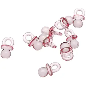 RueDeLaFete Lot de 10 TETINES avec Anneau plexiglas, Rose pas cher