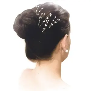 RueDeLaFete Bouquet 12 brins perlés pour coiffure, Blanc pas cher