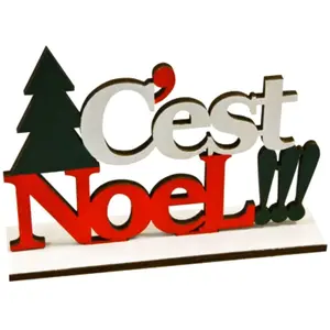 Déco table tradition C'EST NOEL !!! en bois 16 x 11,2 cm