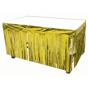 RueDeLaFete JUPE DE TABLE MÉTALLISÉ 74CMX4.20CM OR pas cher