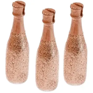 RueDeLaFete Porte-noms bouteille de champagne rose gold - Lot de 3 - 8 x 2 cm pas cher
