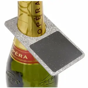RueDeLaFete 2 ARDOISES GOULOT BOUTEILLE 10X6CM ARGENT PAILLETÉ pas cher