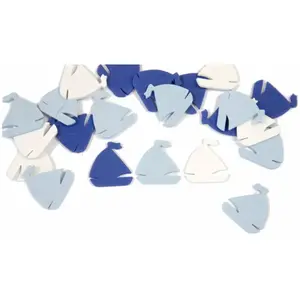 RueDeLaFete Sachet de 20 confettis Voiliers 2cm en bois, Blancs et Bleus pas cher