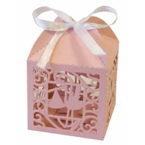 RueDeLaFete Lot 10 Boites dentelle carton CIGOGNE, 5x7,5cm Rose pas cher