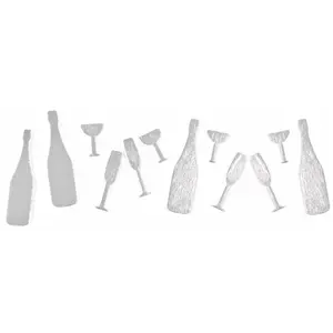 RueDeLaFete Sachet de 12 Confettis de table en bois Champagne/Flutes, Argent pas cher