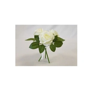 HOBI BOUQUET ROSES ARTIFICIELLES 3 TIGES 26CM BLANC pas cher