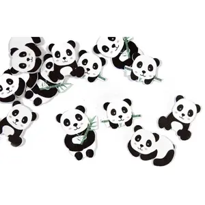 HOBI 12 CONFETTIS BOIS PANDA 3.5X2.5CM NOIR BLANC pas cher