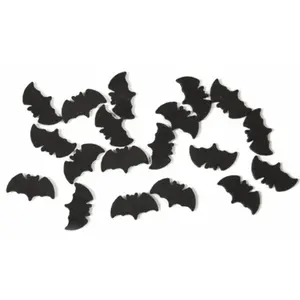 RueDeLaFete Sachet de 20 Confettis de table CHAUVE-SOURIS en bois, Noir pas cher