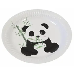 RueDeLaFete HOBI 6 ASSIETTES CARTON PANDA BAMBOU 18CM pas cher