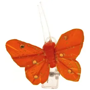 RueDeLaFete Sachet 4 Mini-Papillons STRASS sur pincette 3,5cm Orange pas cher