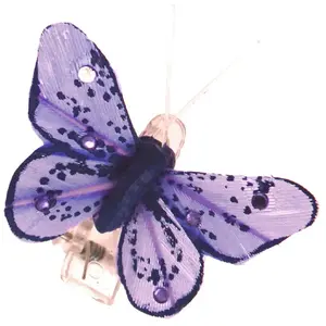 RueDeLaFete Sachet 4 Mini-Papillons STRASS sur pincette 3,5cm Parme pas cher