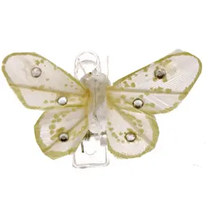 RueDeLaFete Sachet 4 Mini-Papillons STRASS sur pincette 3,5cm ivoire pas cher