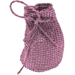 RueDeLaFete Sachet 6 bourses Tressées en Jute parme/prune pas cher