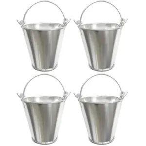 RueDeLaFete Sachet de 4 petits Seaux métal 5cm, Zinc pas cher