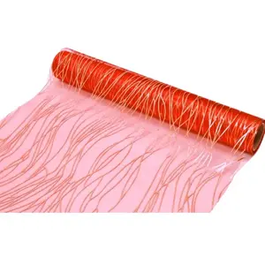 RueDeLaFete Chemin de table Organza Cheveux d'Ange, Rouge pas cher