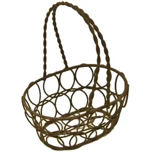 RueDeLaFete Panier ovale métallique 13cm Chocolat pas cher