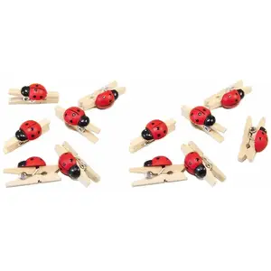 RueDeLaFete Sachet de 12 PINCES avec coccinelle en bois pas cher