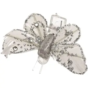 RueDeLaFete Sachet 4 Mini-Papillons STRASS sur pincette 3,5cm Argent pas cher