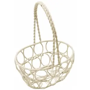 RueDeLaFete Panier ovale MéTALLIQUE 13cm ivoire pas cher