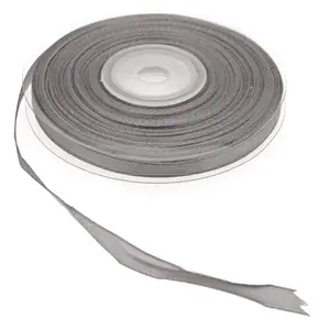 HOBI Ruban en satin 1 face - Couleur gris - Pour décoration de mariage, baptême, communion, anniversaire pas cher