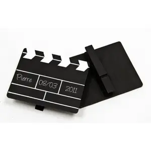RueDeLaFete Lot 2 Claps de Film marque-places 6cm en bois (sur pince) pas cher