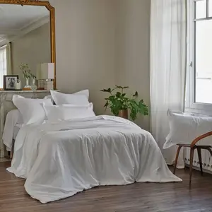 Taie d'oreiller satin jacquard Divine Blanc pas cher