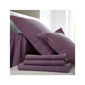 Blanc des Vosges Uni 57 Fils Taie, Coton, Prune, 65x65 cm pas cher