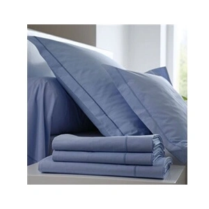 Blanc des Vosges Uni 57 Fils Taie, Coton, Bleu Ciel, 50 x 75 cm pas cher